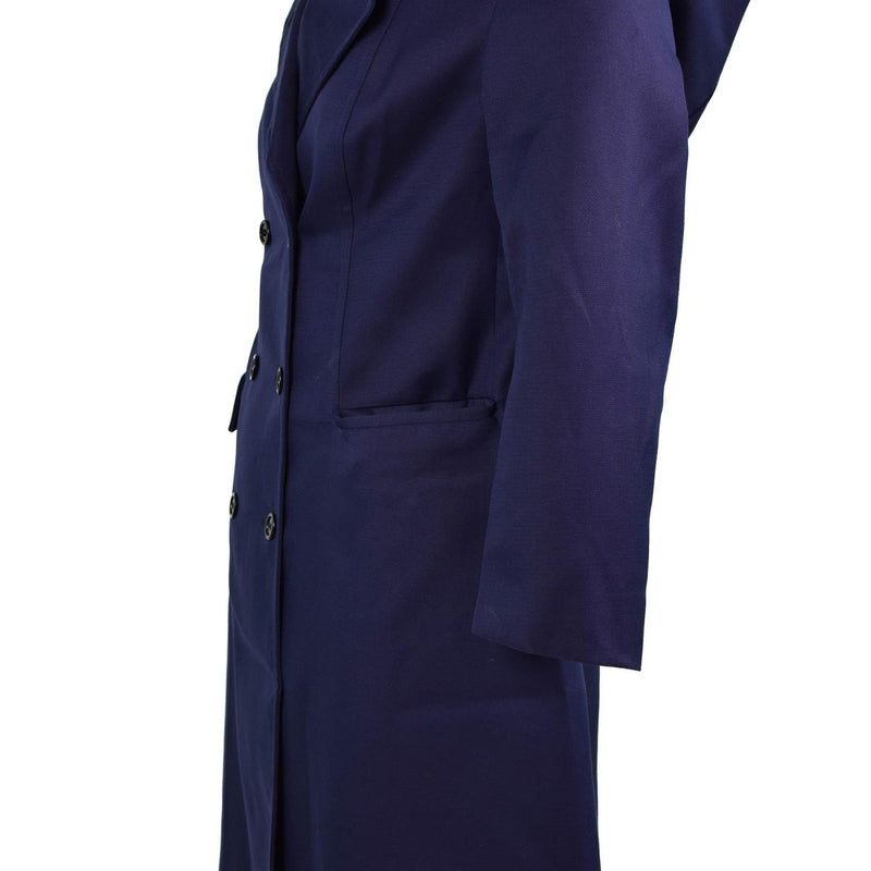 Trench coat dark blue women's original French military coat hooded pocket closures