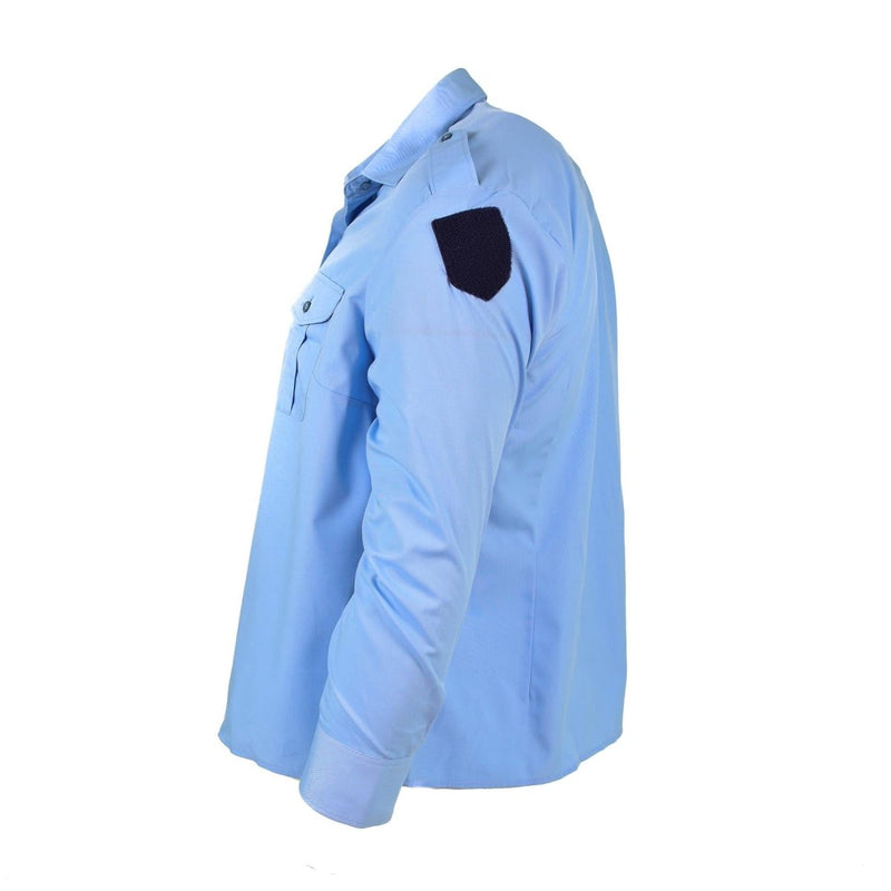 Police French Military blue cotton long sleeve shirt classic casual shirts name plate