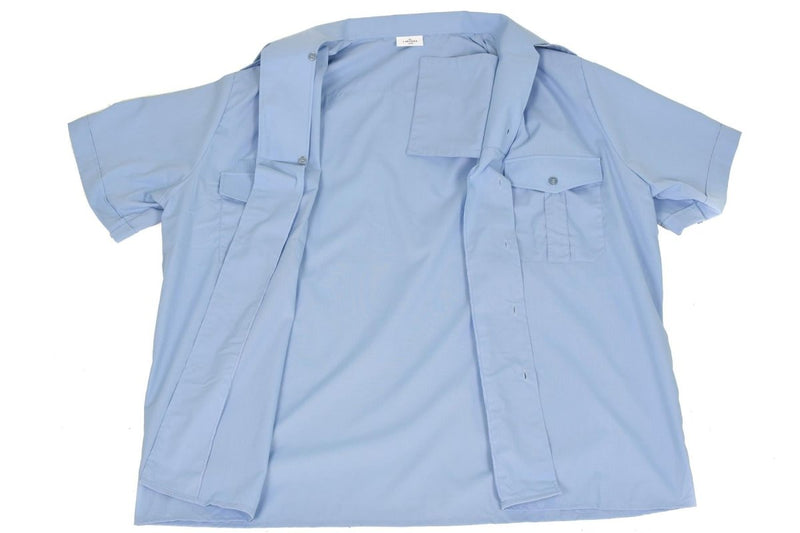 Police blue short sleeve shirt original French Gendarme chest pockets epaulets breathable cotton classic summer shirts