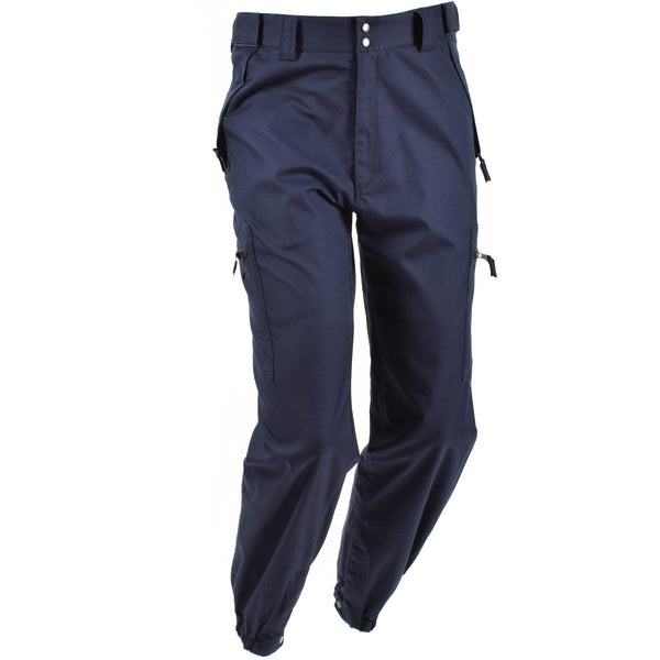 Police combat cargo dark blue French army pants elasticated ankles cuffs with YKK zipper two zipped cargo pockets trousers