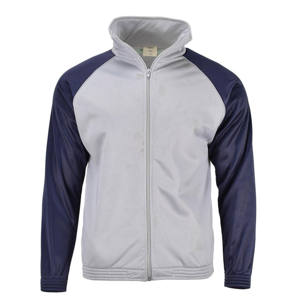 Sweatshirt original French military gray blue school sports jacket side pockets elasticated cuffs and bottoms gym training