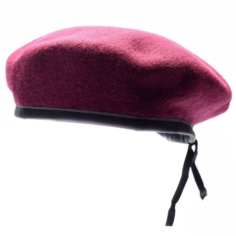 Genuine German army burgundy wine beret Military command cap wool quality adjustable strap new surplus