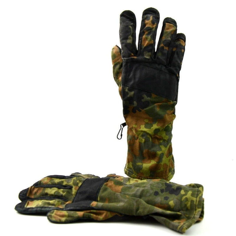 Combat gloves German army flecktarn camo BW military all purpose non-slip leather palm army gloves