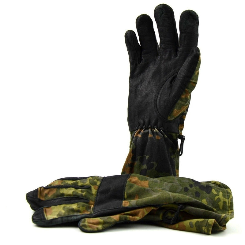 Gloves German army flecktarn camouflage BW military non-slip leather palm tactical combat flight gloves