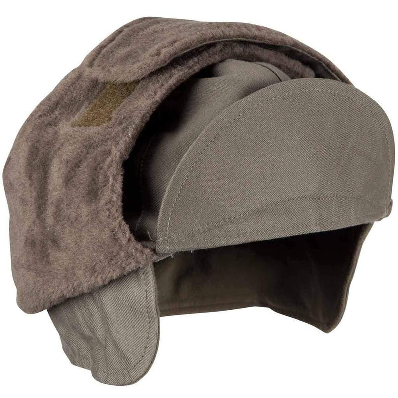 Winter pile cap original German army olive drab lightweight warm cold weather ear flaps military outdoor hat
