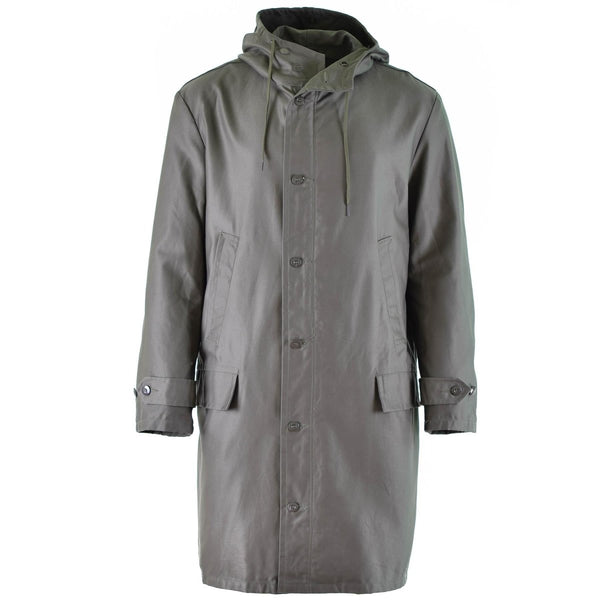 Long coat original German army parka olive military jacket hooded sormflap adjustable cuffs bottom side pockets long sleeve