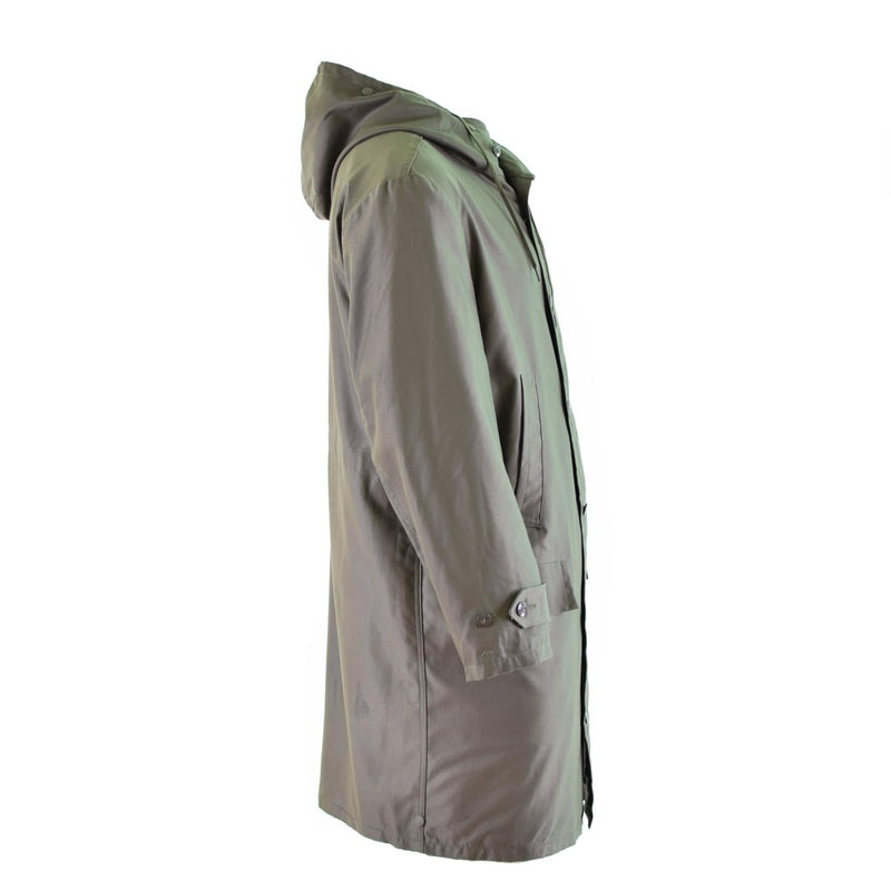 German army parka olive military surplus jacket long coat OD side pocket vintage army coat