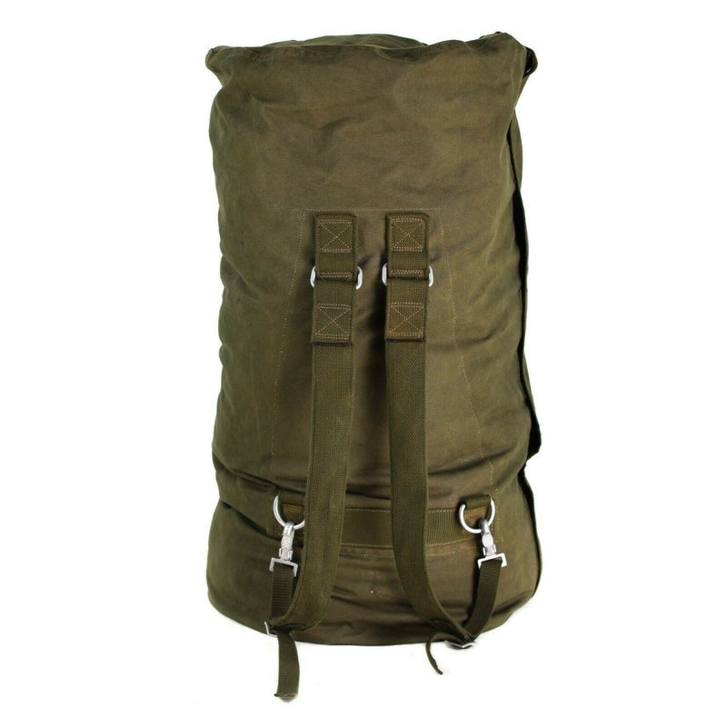 Sack duffel bag olive original German army shoulder straps canvas camping hiking travel backpack