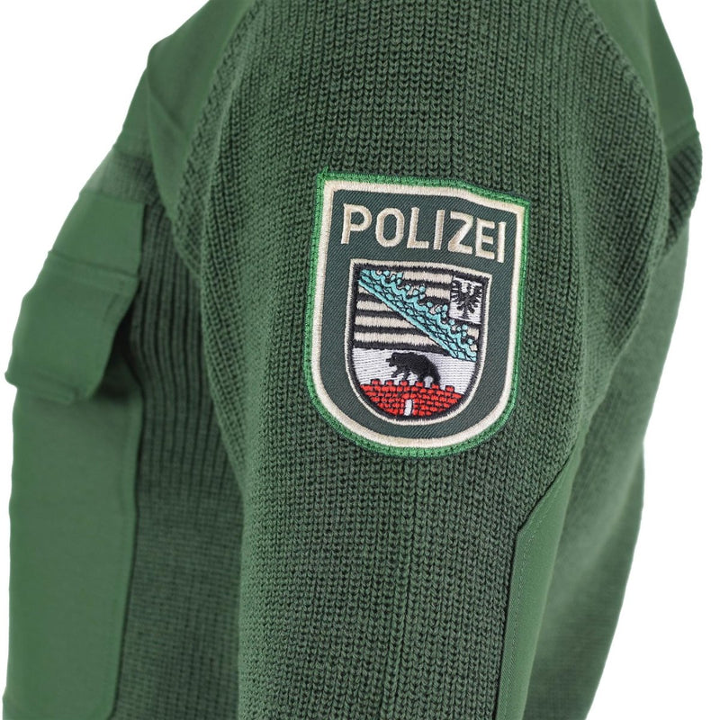 Green original German military sweater issue BDU jumper chest pocket long sleeve casual outdoor Police jumper