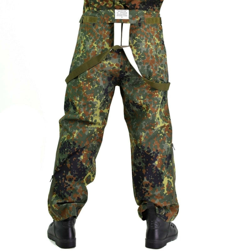 German military trousers GoreTex Bib n Brace Flecktarn camouflage rain pants overall
