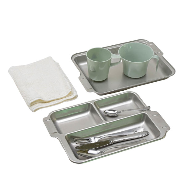 Full eating utensil set original German military set cutlery two tray two cups cotton cloth camping hiking
