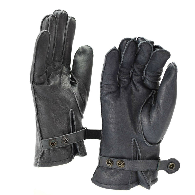 German Police leather gloves patrol grey lined wool 100% winter warm casual gloves vintage