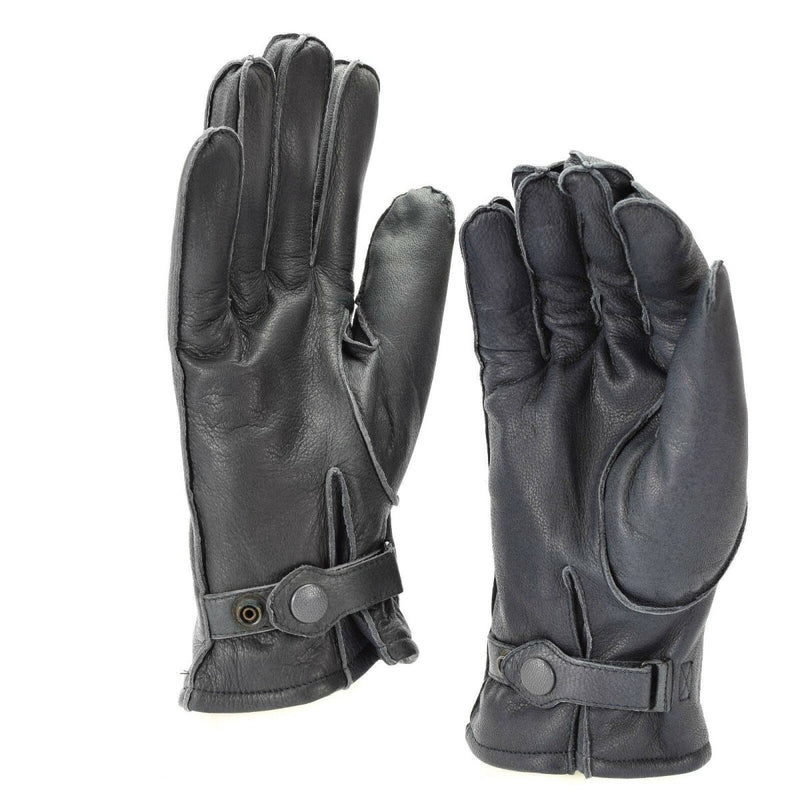 Police leather original German military gloves patrol grey lined wool winter warm