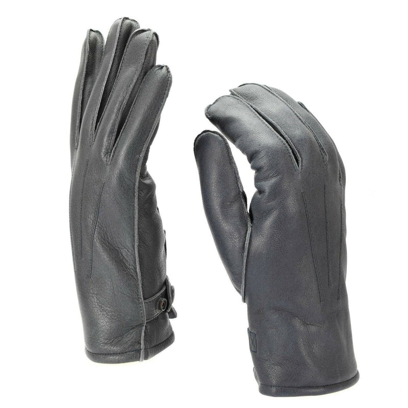 Police leather original German military gloves patrol grey lined wool winter warm adjustable cuffs activewear vintage