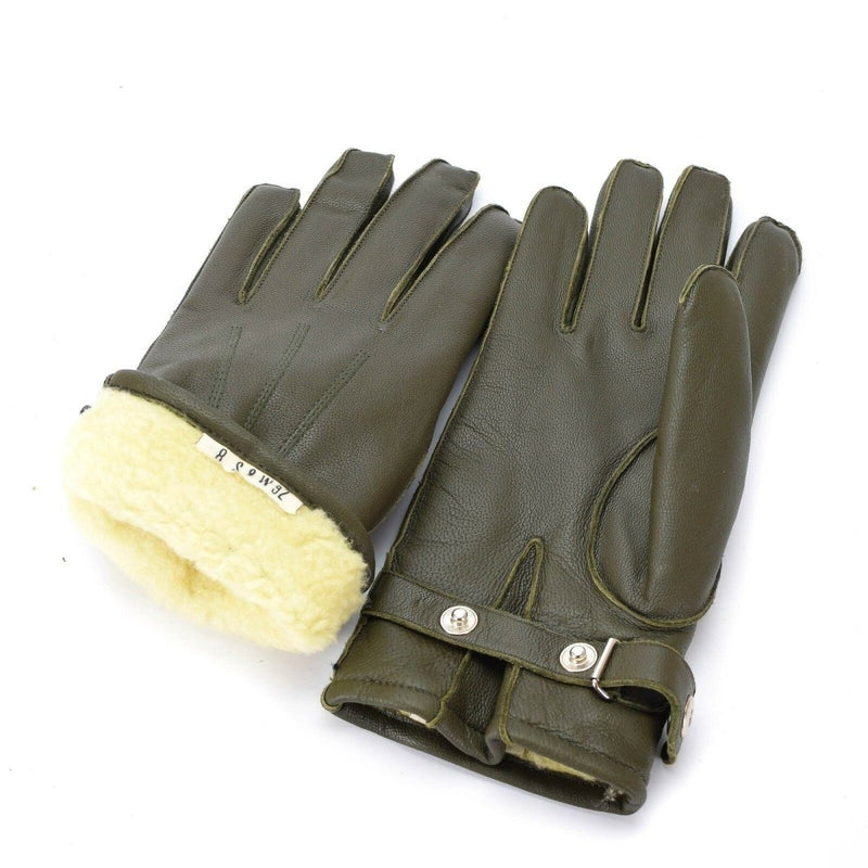 German Police leather OD gloves patrol Olive lined wool 100% winter