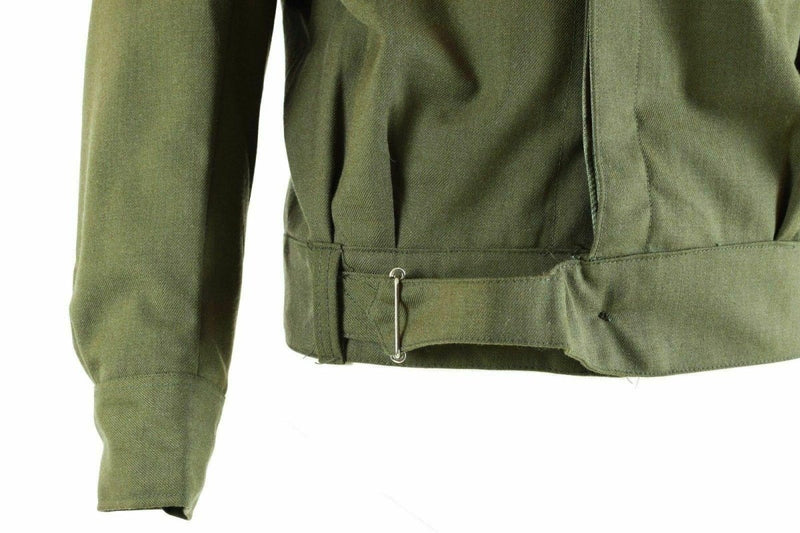 Blouse jacket Greek army Field olive Ike gabardine wool blaze all seasons adjustable waist and cuffs vintage jacket
