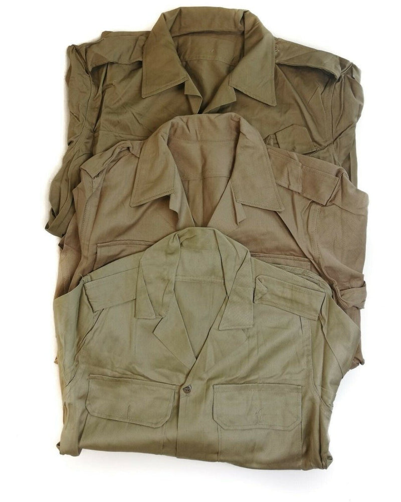 Greek army shirt fatigue dead stock chino khaki military jacket vintage