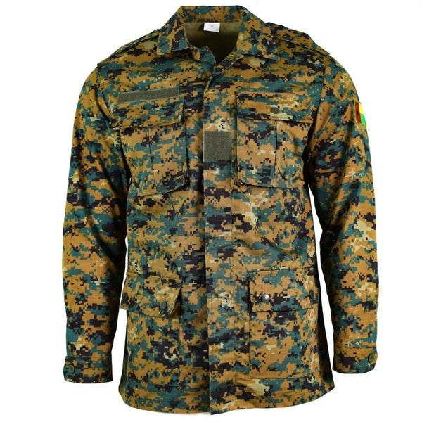 Field original Guinee Bissau army jacket digital ripstop durable savana camouflage chest and front pockets eqaulets