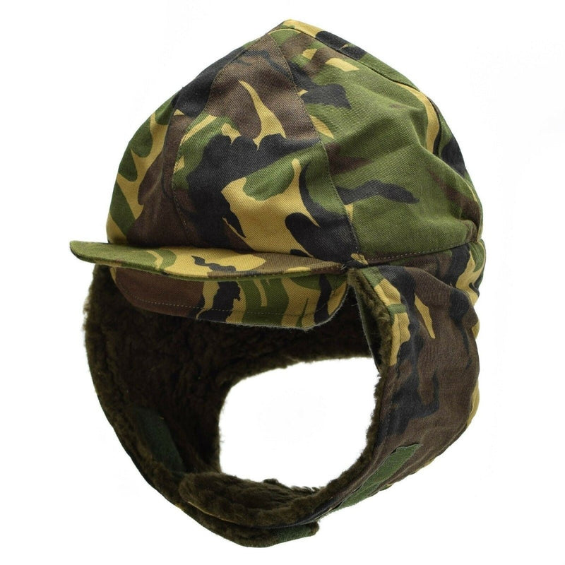 Winter hat original Holland Dutch army cap camouflage ear flaps faux fur lining paratrooper vintage hat