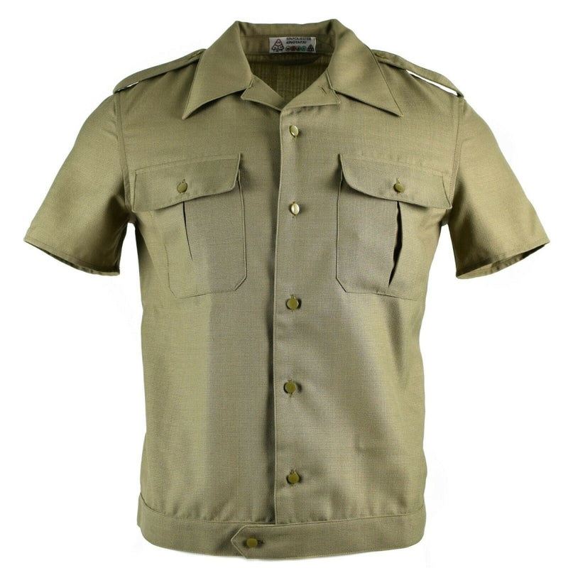 Officer Hungarian army shirt khaki short sleeve Hungary military buttoned waist short sleeve chest pockets