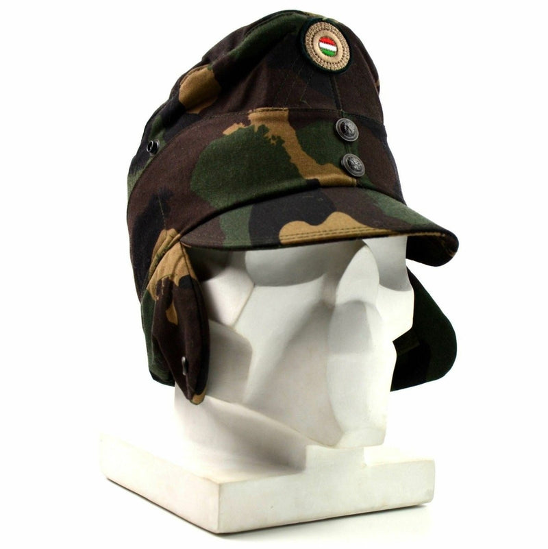 Winter cap original Hungarian army military field hat badge visor earflaps vintage caps