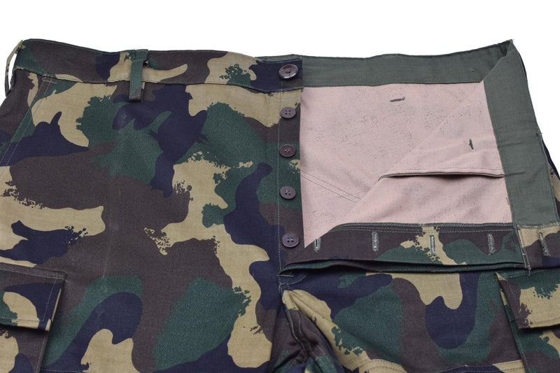 Field original Hungarian army field troops pants M1990 woodland camouflage buttons closure tactical trousers