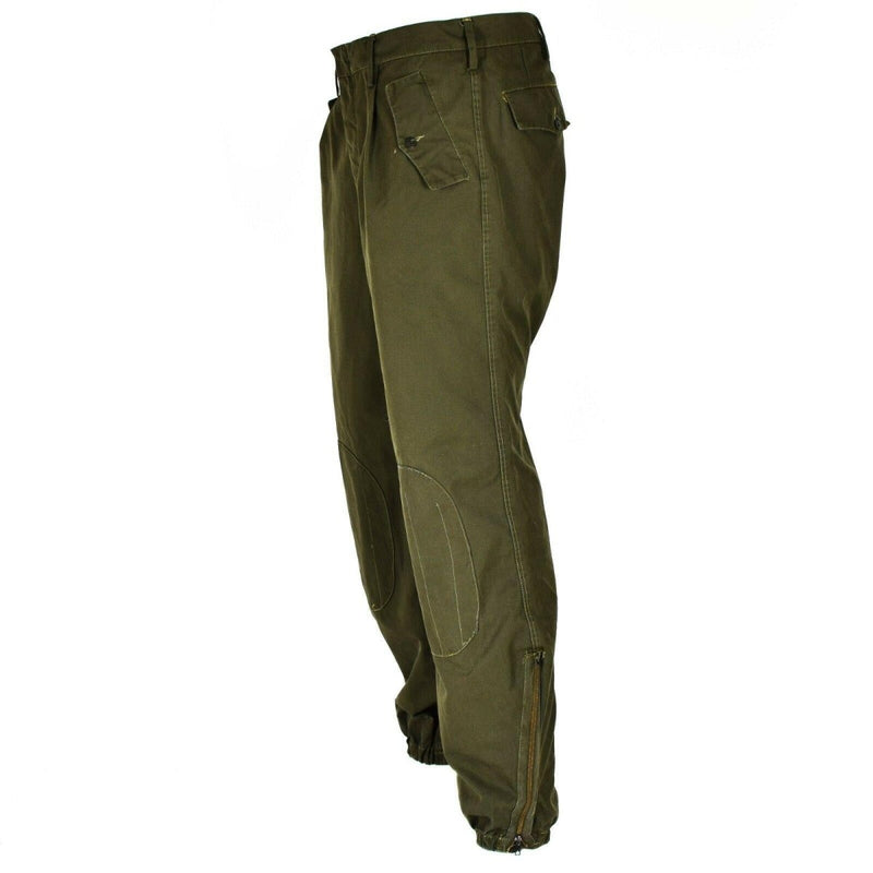Original vintage Italian army combat pants field combat olive pocket closures regular fit slash pockets casual trousers