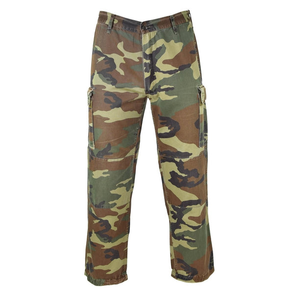 NATO combat Italian army pants cotton woodland camouflage tactical field reinforced knees vintage trousers