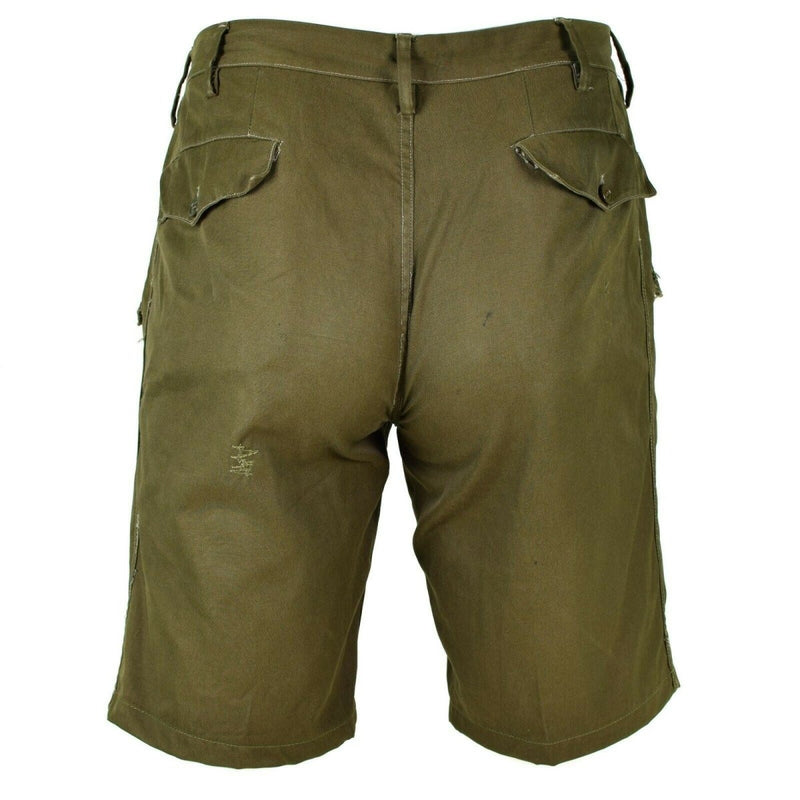 Field olive original Italian army shorts chino military field bermuda back pockets wide belt loops BDU vintage shorts