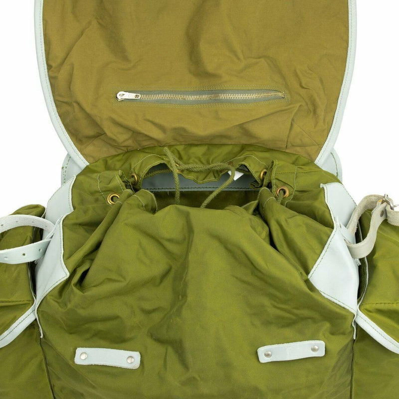 Norwegian Military Backpack with Frame army canvas leather rucksack Pack waterproof green back