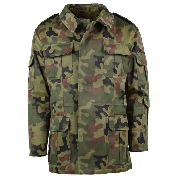 Polish army parka panther camo military combat BDU chest pockets epaulets vintage jacket
