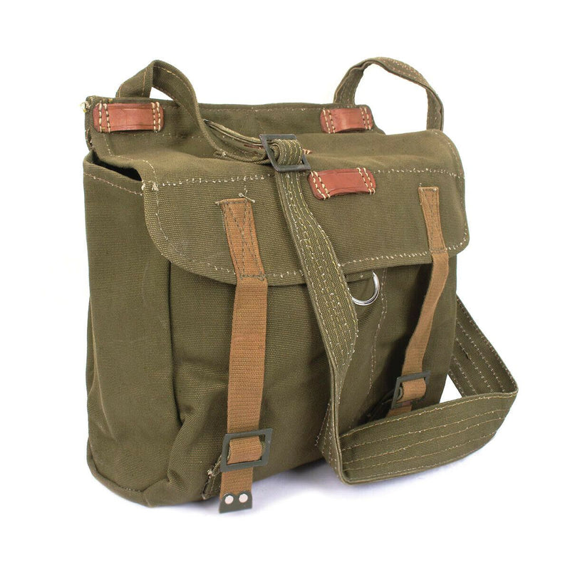 Haversack original Romanian army bread bag olive durable canvas vintage shoulder bag