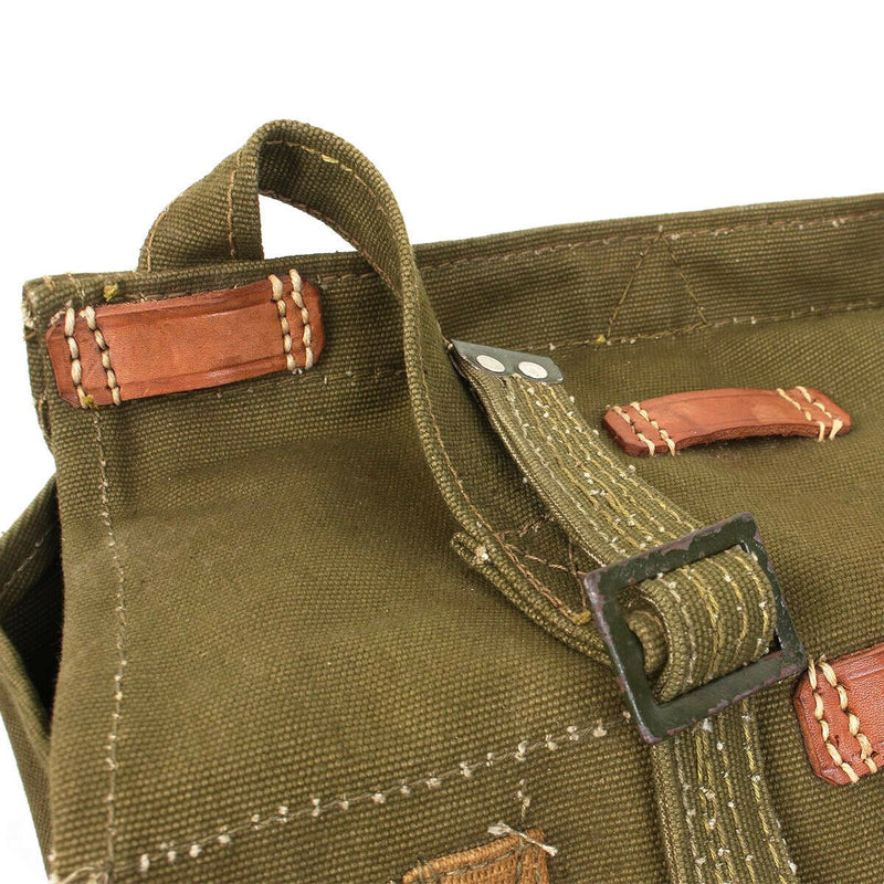 Haversack original Romanian army bread bag olive canvas shoulder strap vintage bag