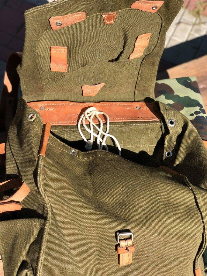 Genuine Romanian army rucksack bag military surplus OD shoulder strap canvas backpack