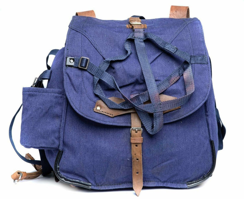 Romanian army rucksack Blue canvas haversack bag camping backpack