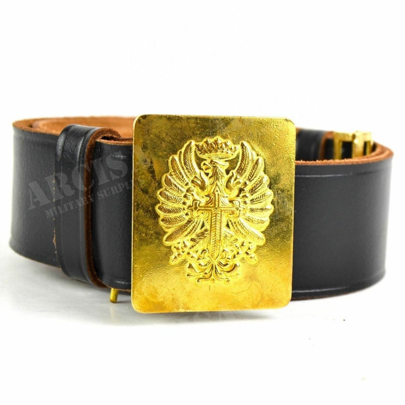Genuine Spanish army leather formal belt brass buckle military trousers pants golded buttons