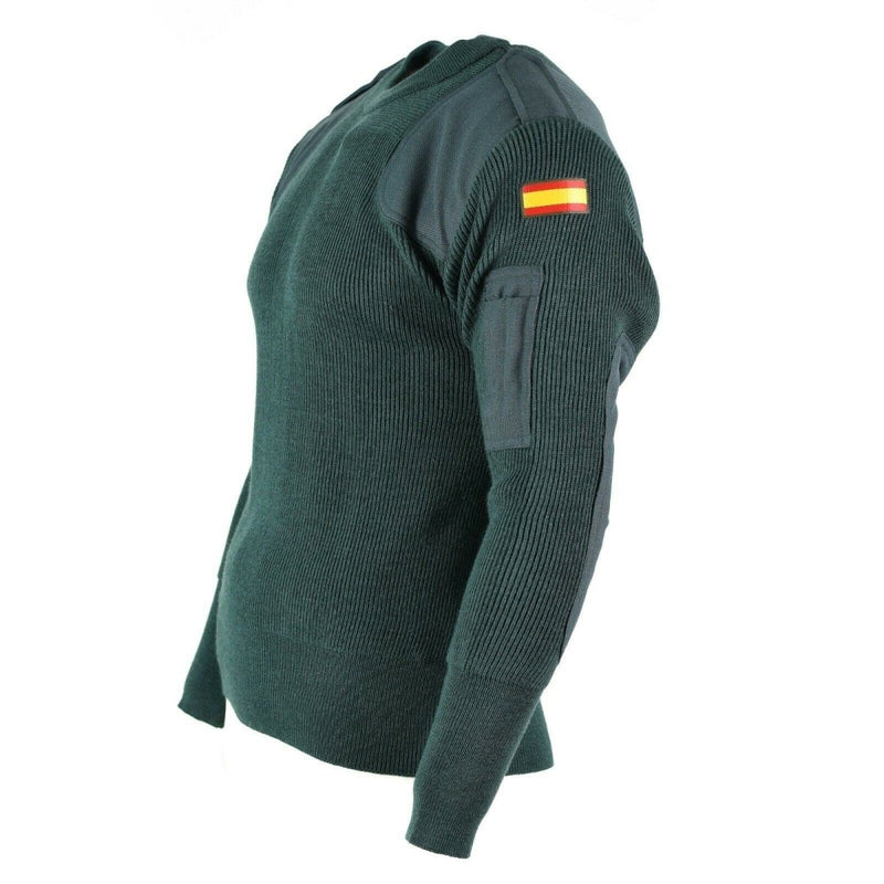 Commando original Spanish army jumper green wool pullover crew neck classic sweater