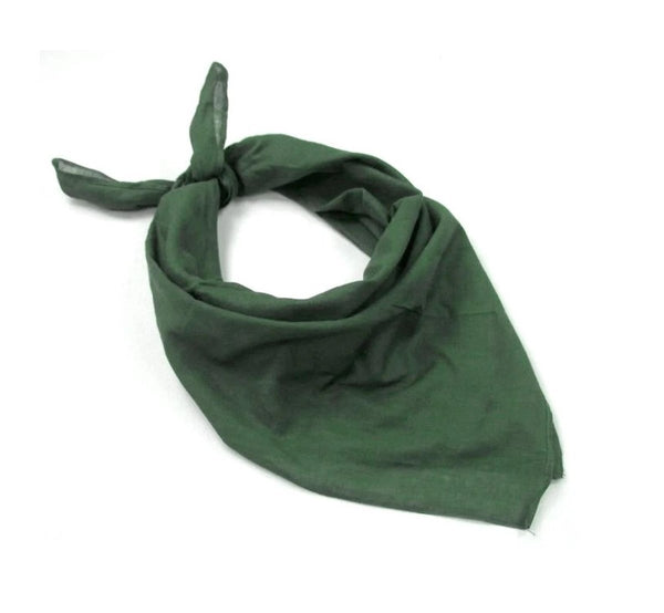 Vintage Swedish Army bandana scarf olive green lightweight breathable 80x80cm