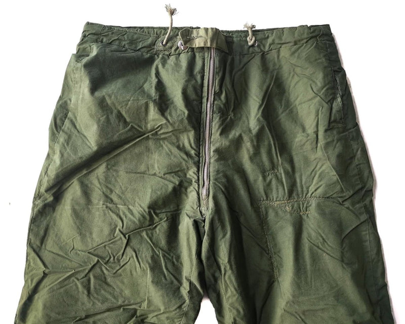 Swedish army pants insulated olive thermal cold weather zipped closure vintage trousers