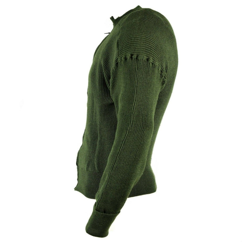 Swedish Military sweater Jumper green wool sweater interlock knit full zip vintage cardigan