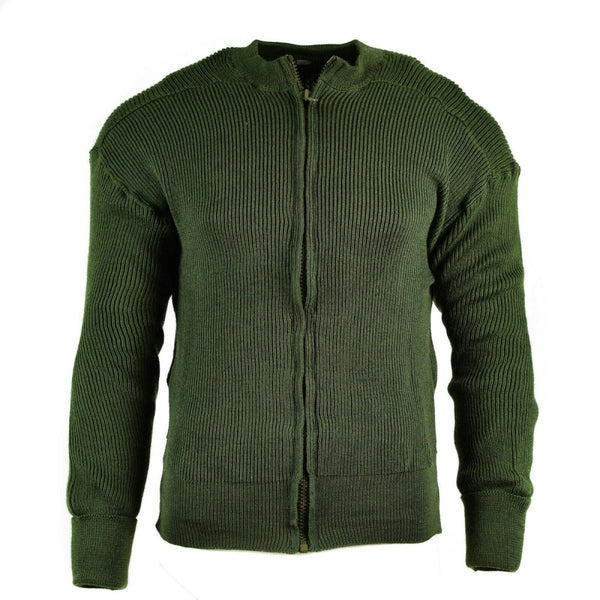 Swedish Military sweater Jumper green wool sweater full zip vintage cardigan full zip