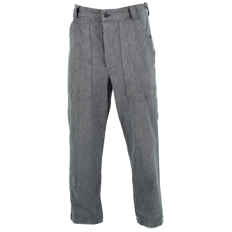 Swiss army denim work pants grey trousers military service durable comfortable vintage work-wear trousers