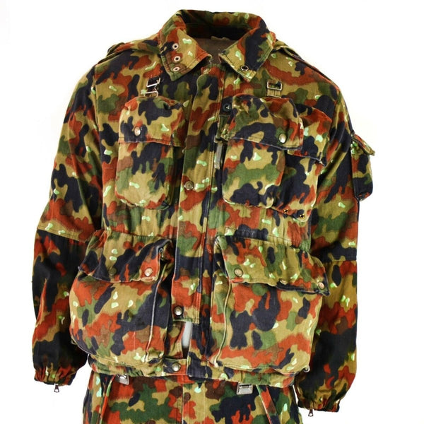 Sniper original Swiss army jacket M70 Alpenflage camouflage combat hooded heavyweight multi pockets storm flap vintage parka