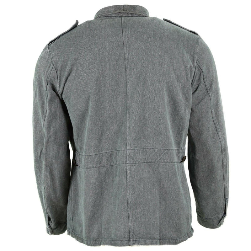 Swiss vintage long sleeve army work jacket denim military jacket grey surplus