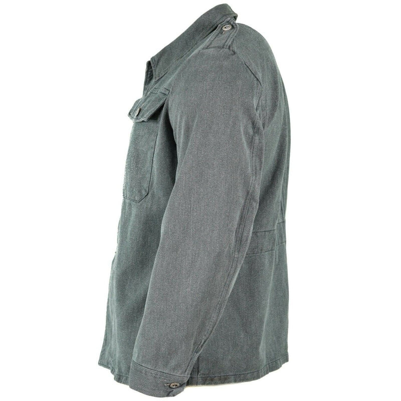 Vintage Swiss army work jacket denim military jacket gray long sleeve