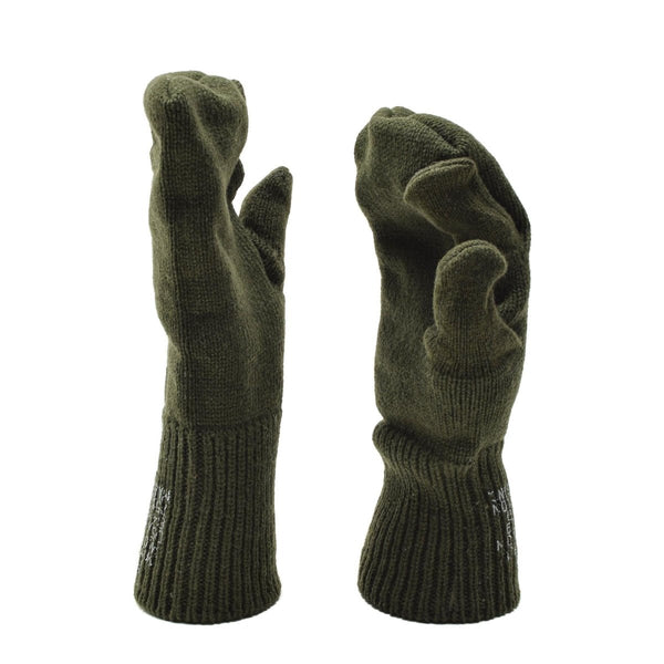 Original U.S. Military Trigger finger mittens wool warmer green knit wrist winter vintage gloves