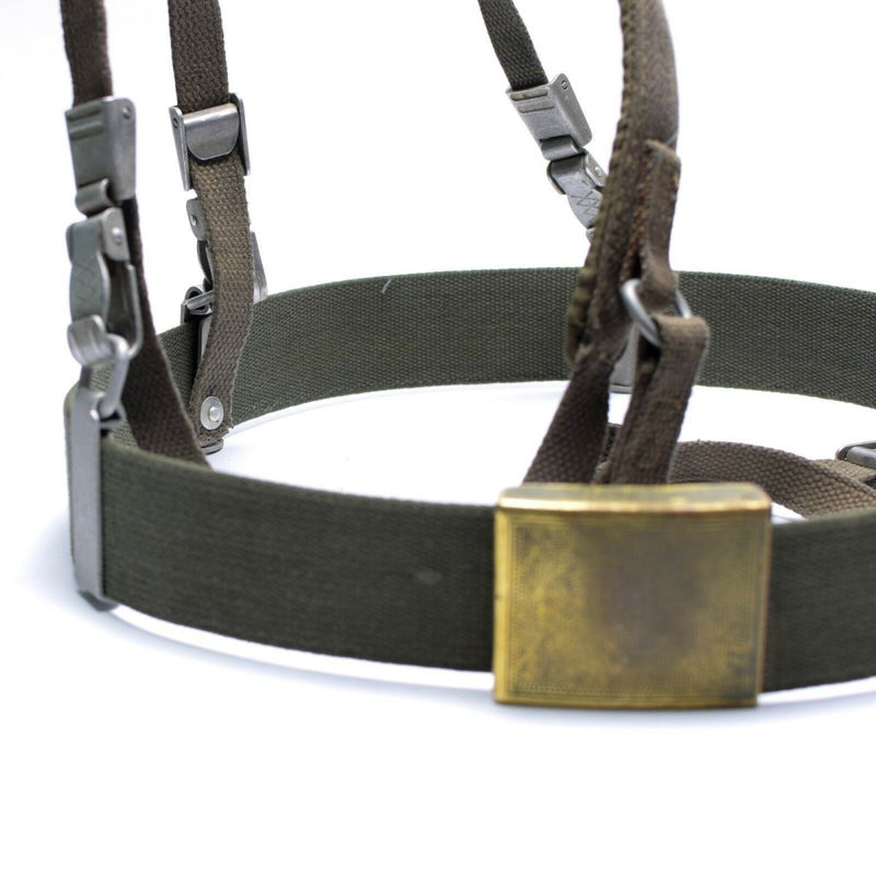 German army Y-strap olive suspenders belt webbing set system tactical harness pack metal strap vintage  belt