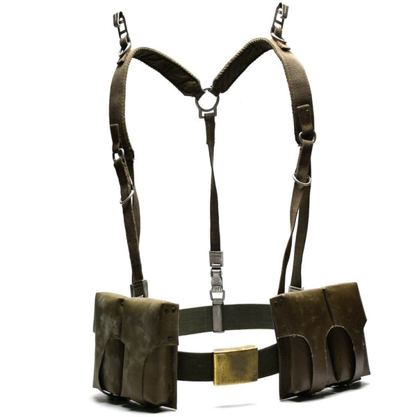 German army Y-strap suspenders belt vintage webbing set system tactical kit adjustable straps and belt waterproof pouches