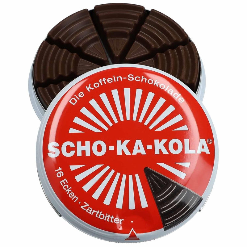 German Energy Dark Chocolate SCHO-KA-KOLA Caffeine & Cola Nut 100 g tin can