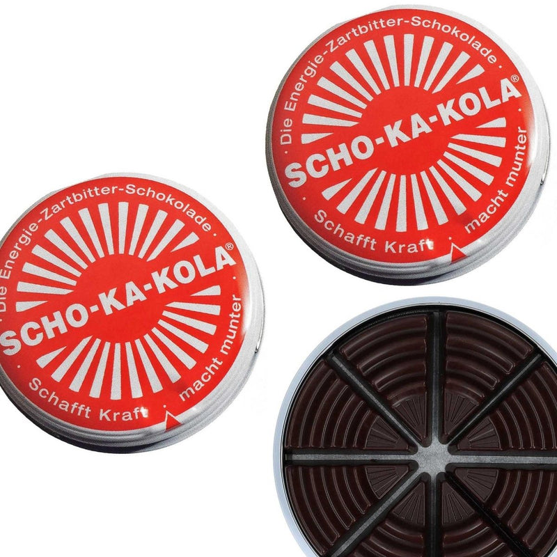 German Energy Dark Chocolate SCHO-KA-KOLA Caffeine & Cola Nut 100 g tin can - GoMilitar